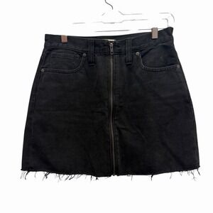 Madewell Women's A-Line Zip-Up Denim Mini Skirt Rigid Black Lunar Wash Size 27
